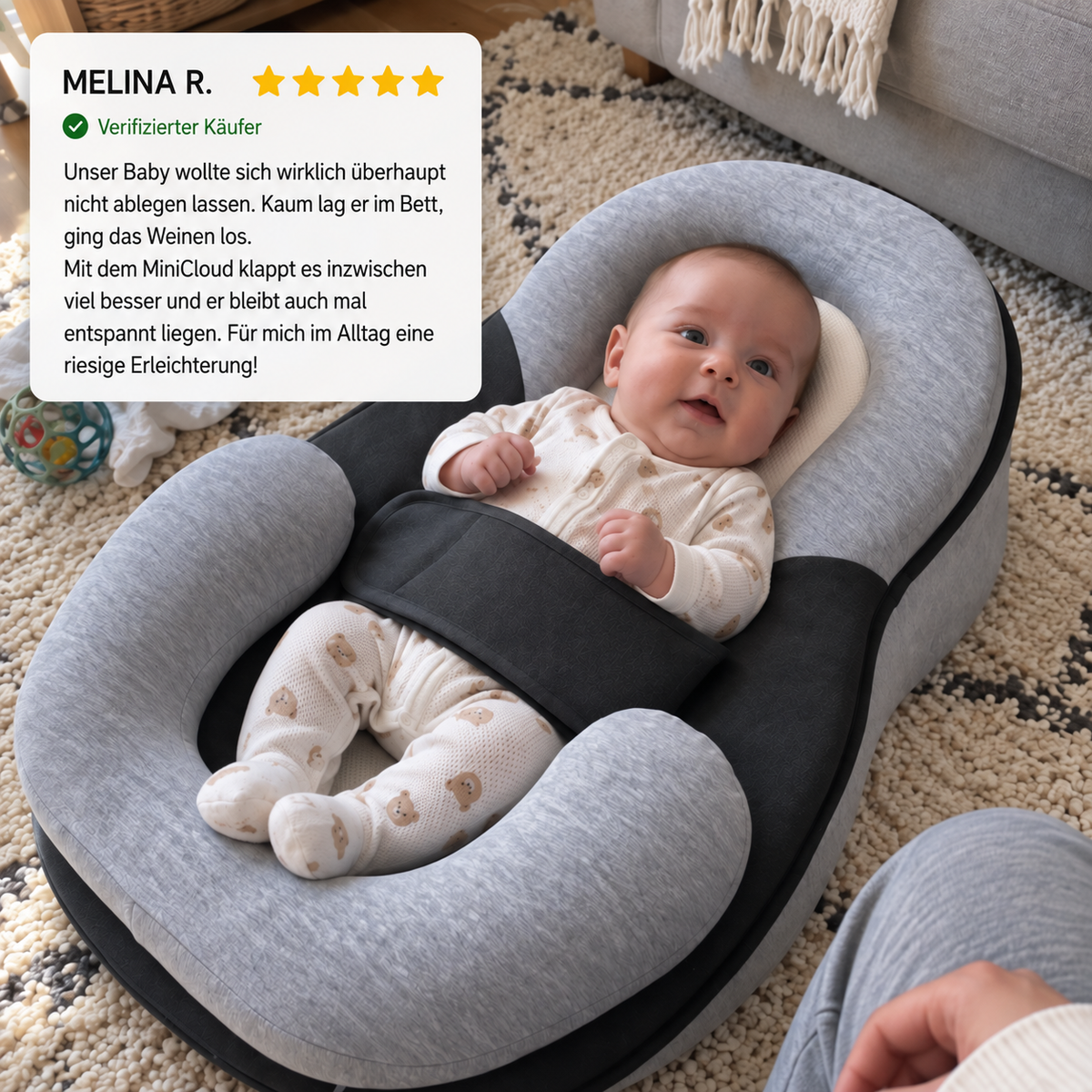 MiniCloud™ - Das Babynest, dass dir das Ablegen erleichtert